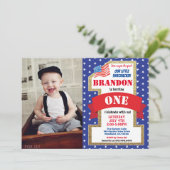 4 juli Vierde 1ste verjaardag Jongen Meisje Foto Kaart (Staand voorkant)