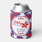 4 juli Vierde sterren Rood Wit Blauw Patriottisch Blikjeskoeler (Blikje Voorkant)