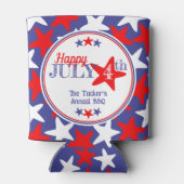 4 juli Vierde sterren Rood Wit Blauw Patriottisch Blikjeskoeler (Achterkant)