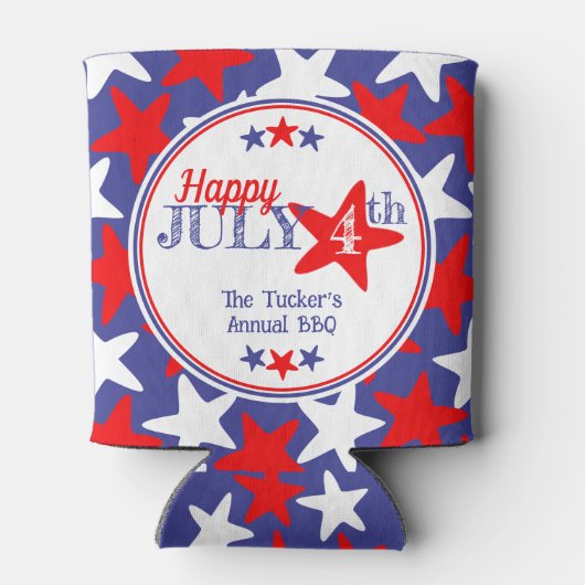 4 juli Vierde sterren Rood Wit Blauw Patriottisch Blikjeskoeler (Achterkant)
