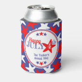 4 juli Vierde sterren Rood Wit Blauw Patriottisch Blikjeskoeler (Blikje Achterkant)