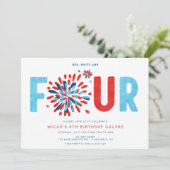 4 juli Vierde verjaardagsfeestje Kaart (Staand voorkant)