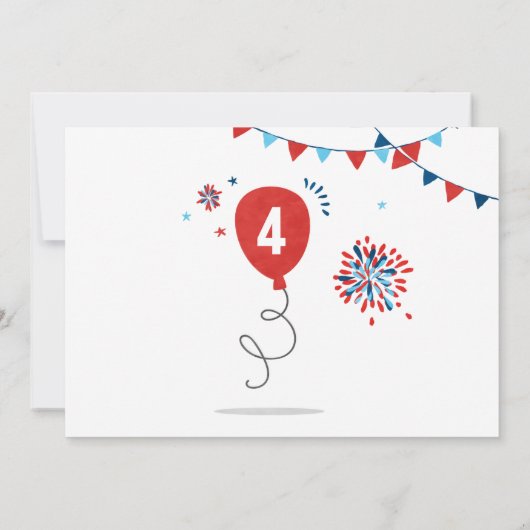 4 juli Vierde verjaardagsfeestje Kaart (Achterkant)