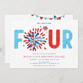 4 juli Vierde verjaardagsfeestje Kaart (Voorkant / Achterkant)