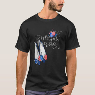 4 Juli Vieren Amerika USA Glam Schoenen Vlag Flo T-shirt