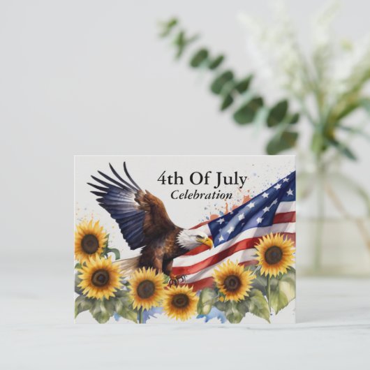 4 juli Viering BBQ Feestuitnodiging Briefkaart (Staand voorkant)