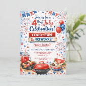4 juli viering familie BBQ-feest Kaart (Staand voorkant)