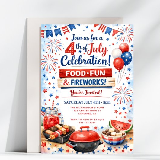 4 juli viering familie BBQ-feest Kaart