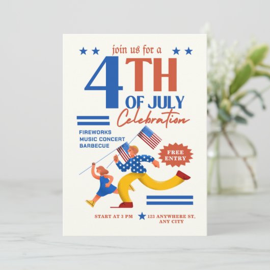 4 juli viering, gelukkige onafhankelijkheid kaart (Staand voorkant)