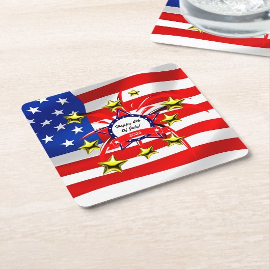 4 juli Viering Papier Drink Coasters Kartonnen Onderzetters (Schuin)
