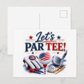 4 juli-viering voor golfer  briefkaart (Voorkant / Achterkant)