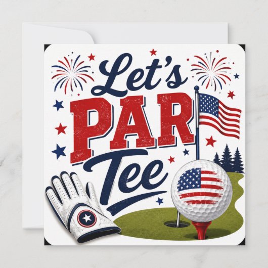 4 juli-viering voor golfer kaart (Voorkant)