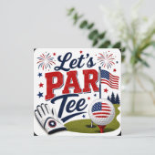 4 juli-viering voor golfer kaart (Staand voorkant)