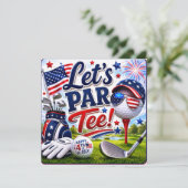4 juli-viering voor golfer kaart (Staand voorkant)