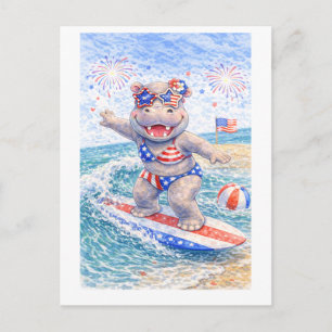 4 juli-viering voor surfer feestdagenkaart