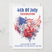 4 juli Viering waterverf Blauw rood Feestdagenkaart (Voorkant)