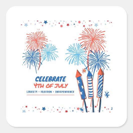 4 juli vierkante sticker (Voorkant)