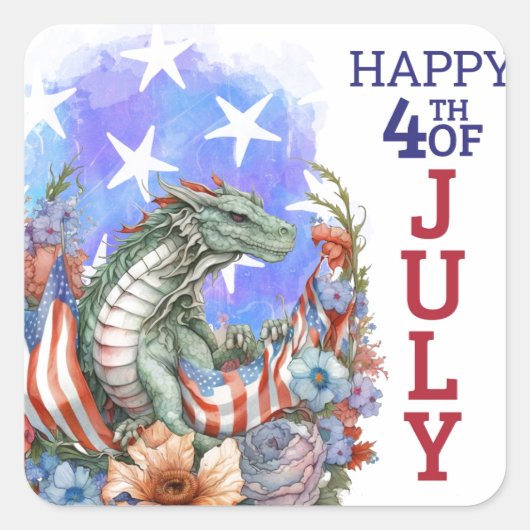 4 juli vierkante sticker (Voorkant)
