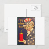 4 juli Vintage Briefkaart (Voorkant / Achterkant)