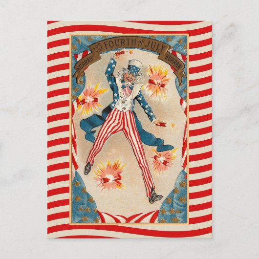 4 juli: Vintage Uncle Sam Briefkaart (Voorkant)