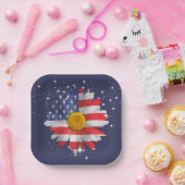 4 juli Vlag Daisy Papieren Bordje (Feest)