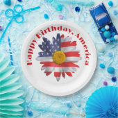 4 juli Vlag Daisy Papieren Bordje (Feest)