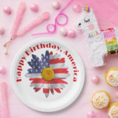 4 juli Vlag Daisy Papieren Bordje (Feest)