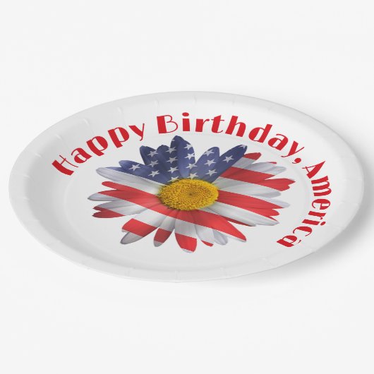 4 juli Vlag Daisy Papieren Bordje (Gekanteld)