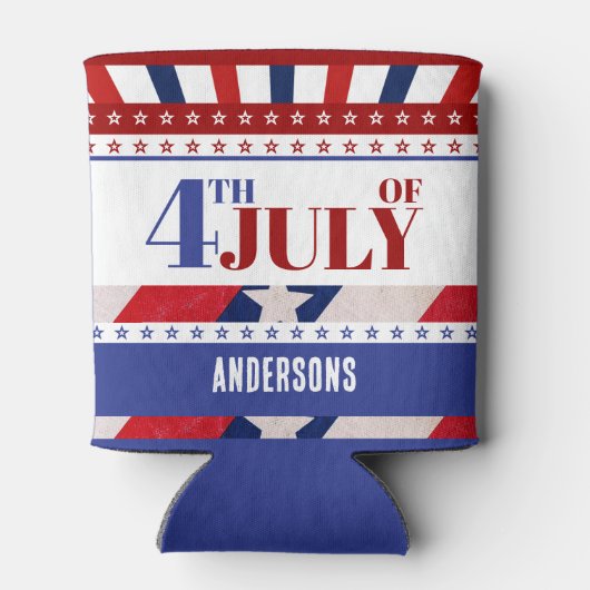 4 juli Vlag van Amerika Artsy Custom Blikjeskoeler (Achterkant)