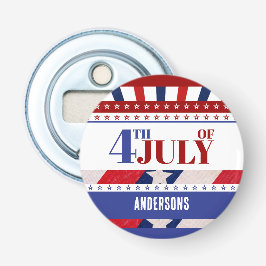 4 juli Vlag van Amerika Artsy Custom Button Flesopener