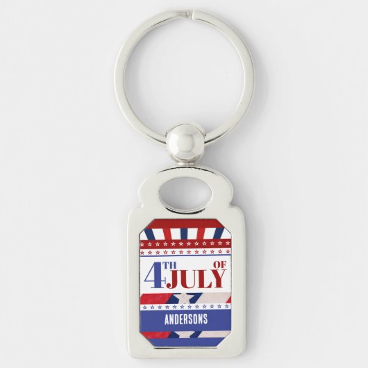 4 juli Vlag van Amerika Artsy Custom Sleutelhanger (Voorkant)