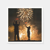 4 juli Vlaggen en vuurwerk Servet (Voorkant)