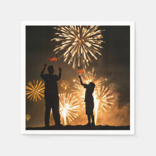 4 juli Vlaggen en vuurwerk Servet