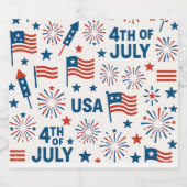4 juli 🇺🇸 | Voedsel & Drink Labels met Vuurwerk Sparkling Wijnetiket (Enkel label)