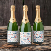 4 juli 🇺🇸 | Voedsel & Drink Labels met Vuurwerk Sparkling Wijnetiket