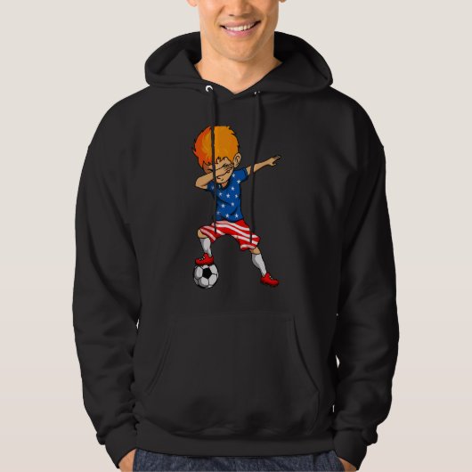 4 juli Voetbal Dabbing Kind Amerikaanse vlag USA S Hoodie (Voorkant)
