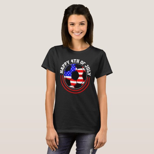 4 juli Voetbal Patriotic Pride American F T-shirt (Voorkant volledig)