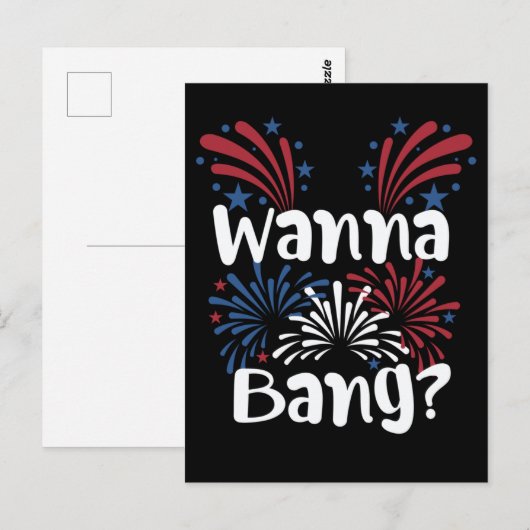 4 juli - Volwassen Mannen Fireworks Joke Briefkaart (Voorkant / Achterkant)