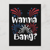 4 juli - Volwassen Mannen Fireworks Joke Briefkaart (Voorkant)