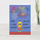 4 juli voor kinderen met robot en vuurwerk kaart (Voorkant)
