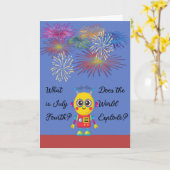 4 juli voor kinderen met robot en vuurwerk kaart (Gele Bloem)