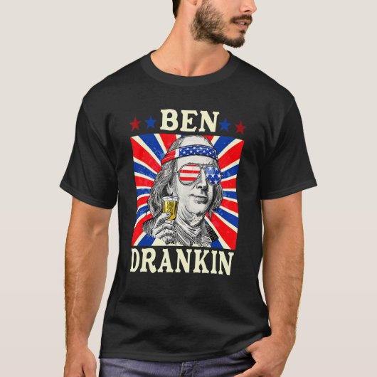 4 juli voor mannen Ben Drankin T-shirt (Voorkant)