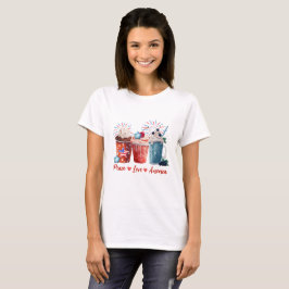 4 juli Vrede Liefde Amerika Milkshake Blueberry T-shirt
