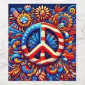 4 juli-Vrede teken-Onafhankelijkheid Dag-Groovy- Wijn Etiket (Enkel label)