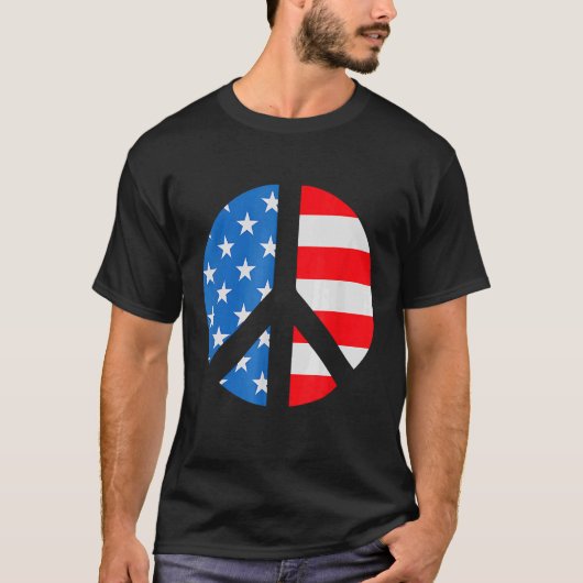 4 juli Vredesteken Symbool Amerikaanse vlag T-shirt (Voorkant)
