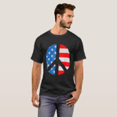 4 juli Vredesteken Symbool Amerikaanse vlag T-shirt (Voorkant volledig)
