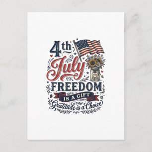 4 juli vrijheid dankbaarheid vintage shirt ontwerp briefkaart