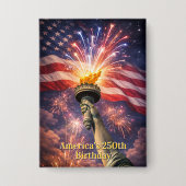 4 juli vrijheid fakkel vuurwerk USA 250e Button (Voorkant)