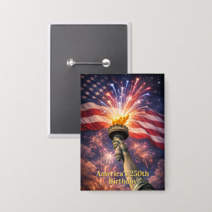 4 juli vrijheid fakkel vuurwerk USA 250e Button