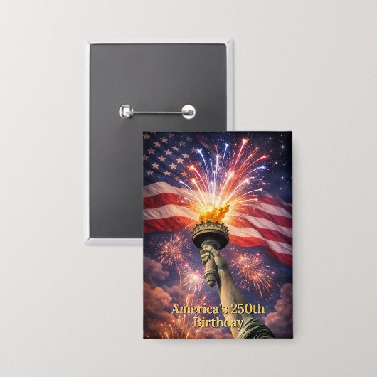 4 juli vrijheid fakkel vuurwerk USA 250e Button (Voorkant / Achterkant)